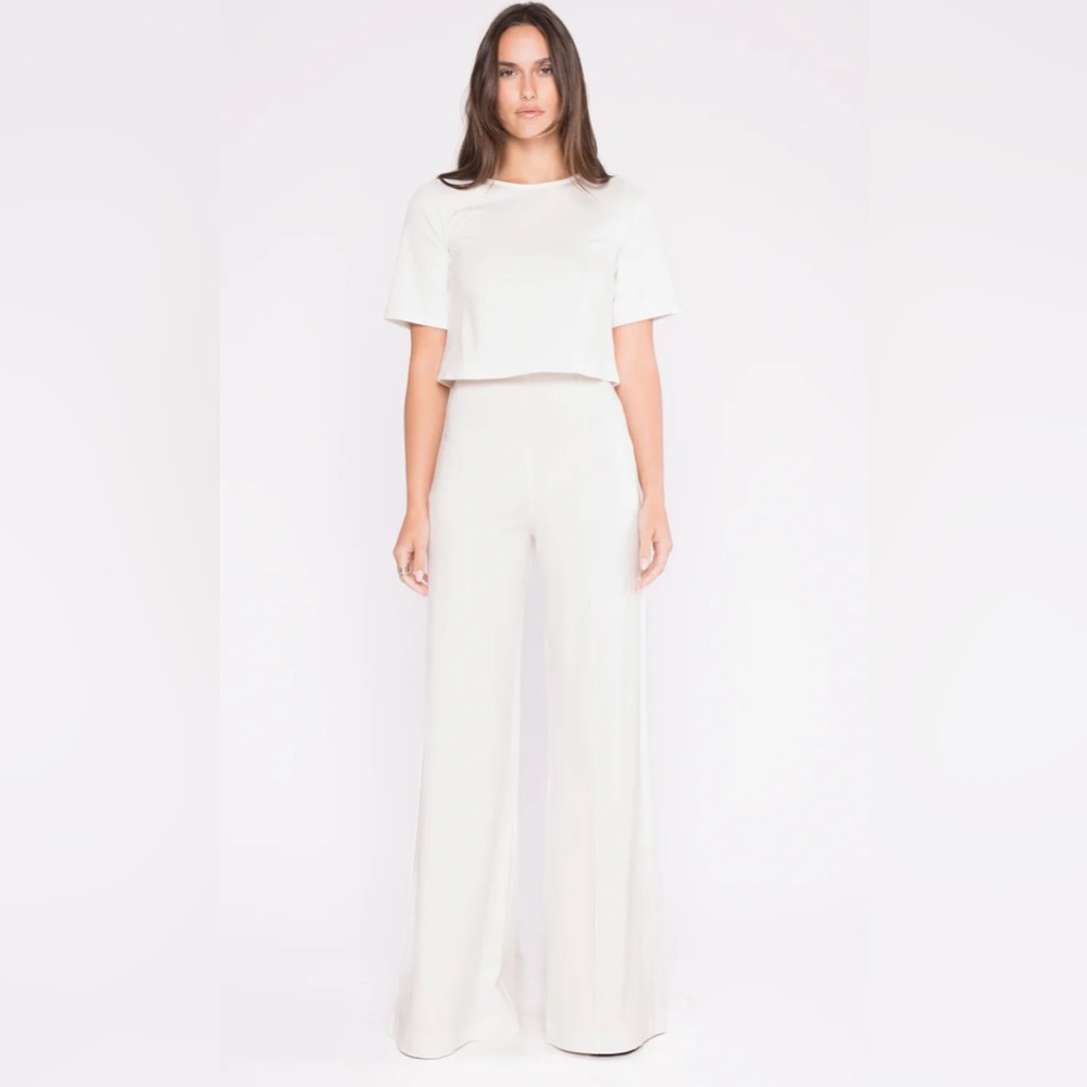 Wide Leg High-Rise Pants in Cream